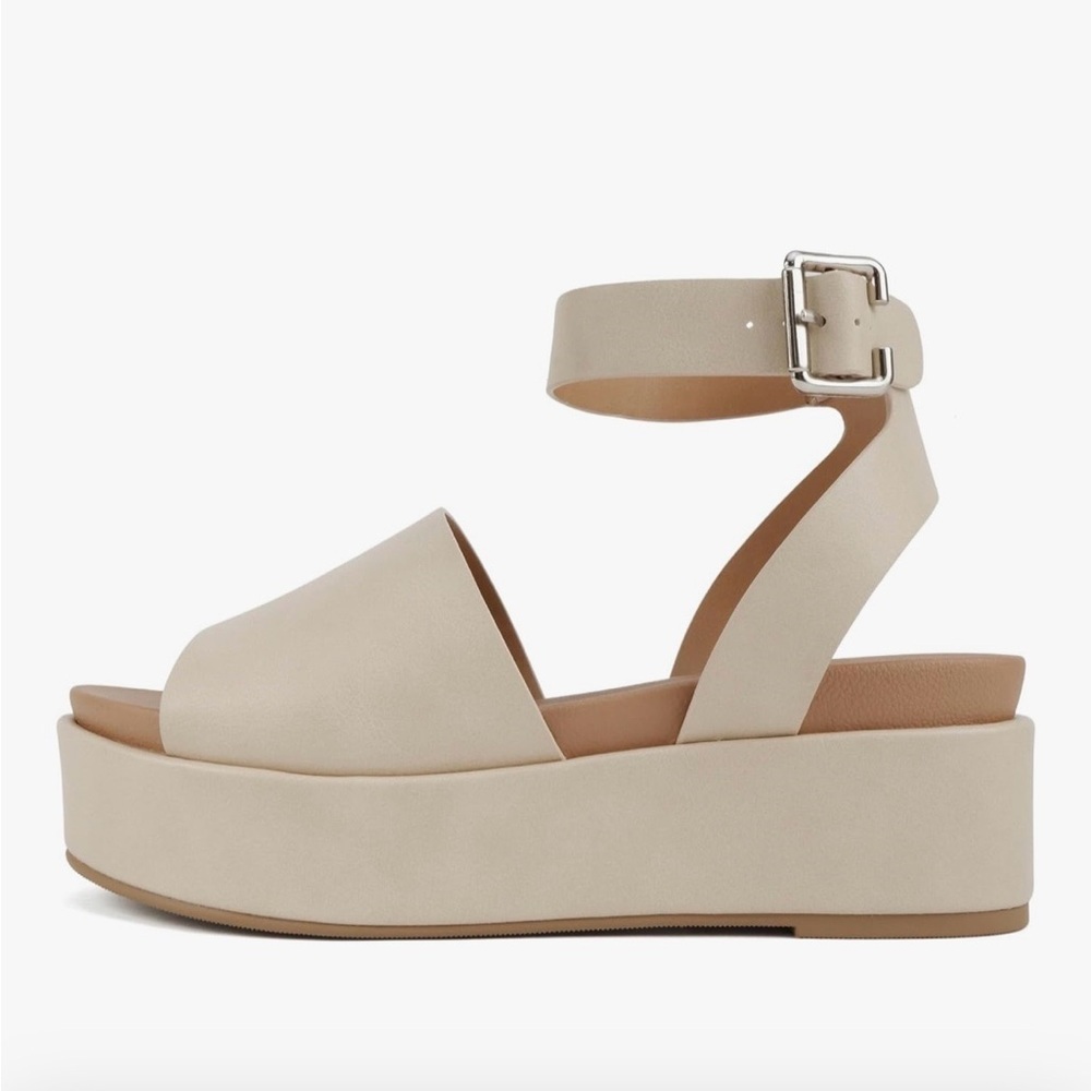 Soda Magic Platform Sandal Adjustable Ankle Strap - Nude Cream - Women’s 6.5